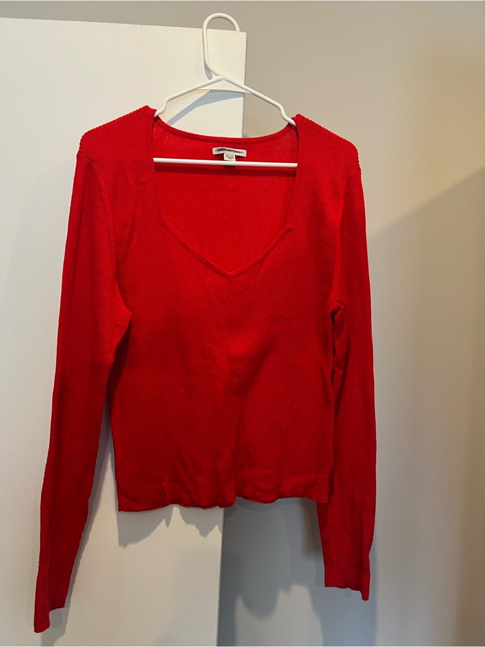 American Eagle Outfitters Bright Red V-Neck Sweater